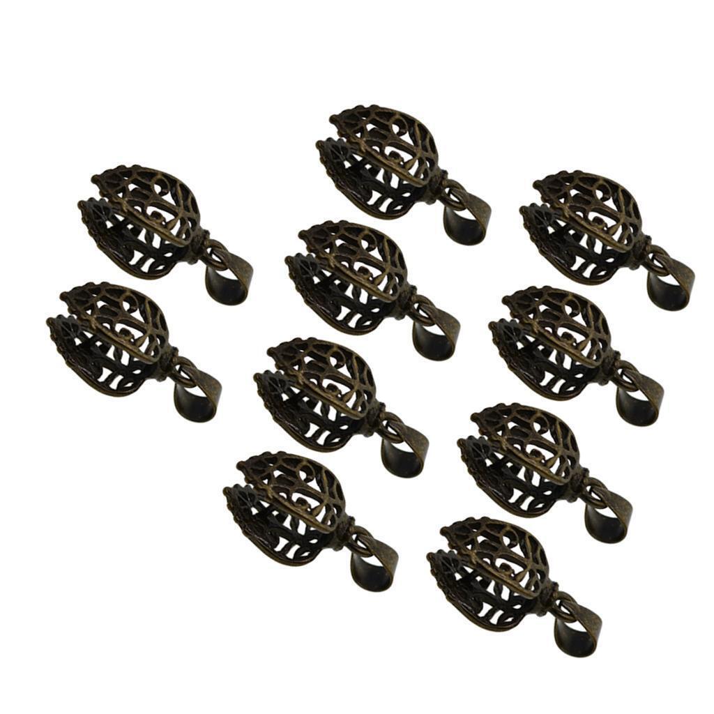 10 Sets 24mm Bronze Filigree Pendant Pinch Clip Jewelry Bails Connectors