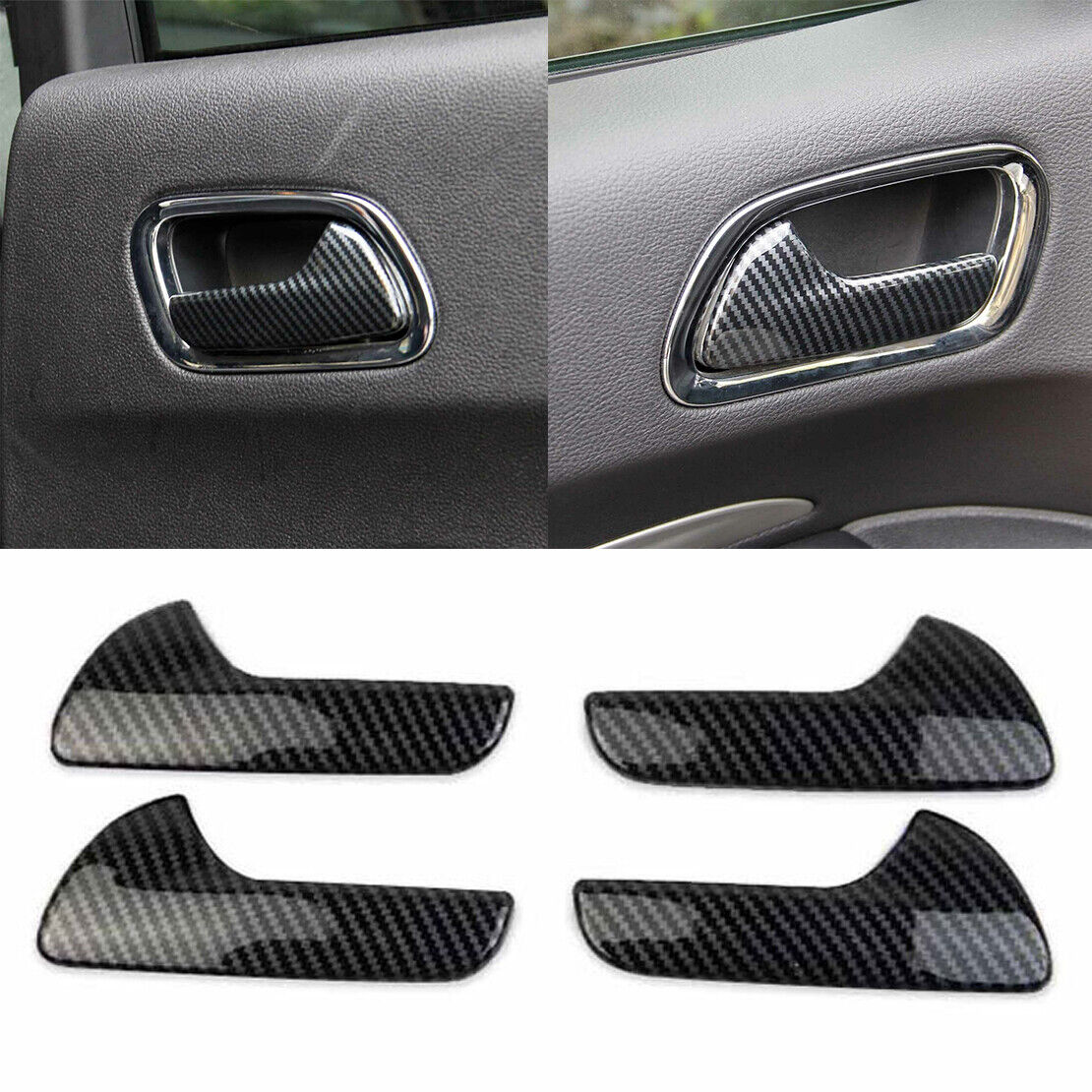 4xCarbon Fiber Style Inner Door Handle Cover Fit For Dodge Durango 2011-2021 New