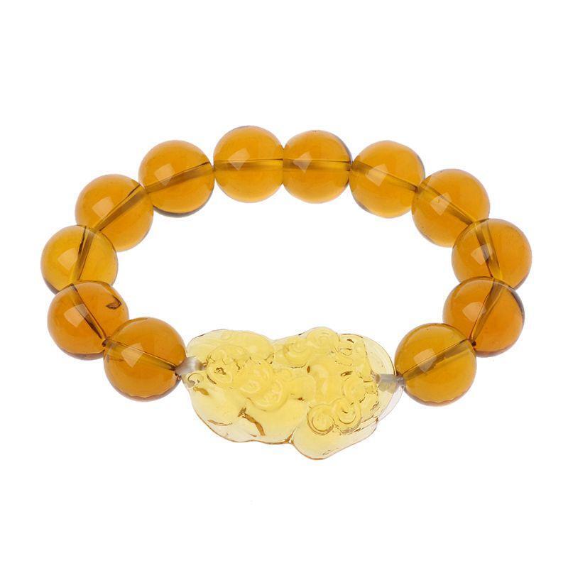 Luck Pixiu Bead Bracelet Feng Shui Citrine Gem Stone Bracelet Gift for Men Women