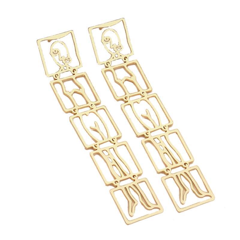Human Face Shaped Earrings Geometric Hollow Out Face Body Shaped Earrings Dangle