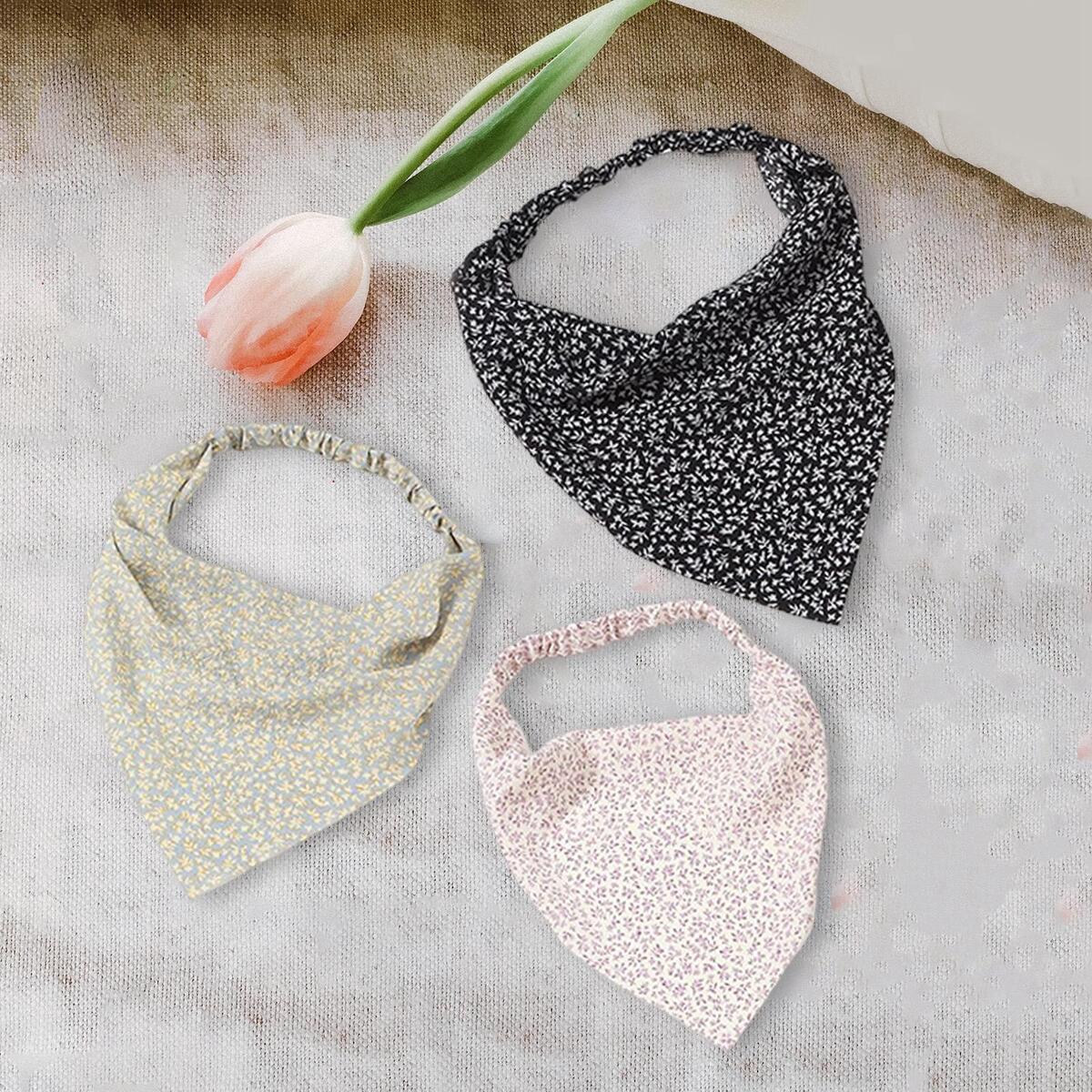 Floral Hair Scarf Headband Scrunchies Floral Print for Women Girls Head Wrap