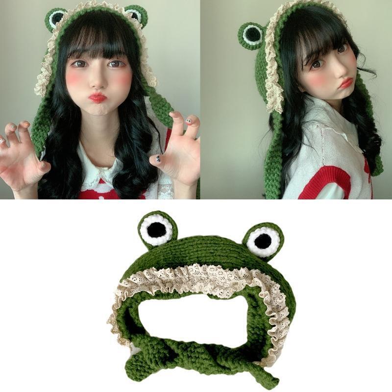 Trendy Woolen Hat Fashion Frog Knitted Hat Headband Beanie Hat Gift for Xmas