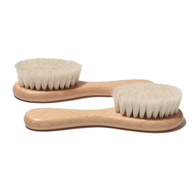 Baby Hair Brush for Newborn Natural Wooden Hairbrush Comb with Soft Wool Bristle