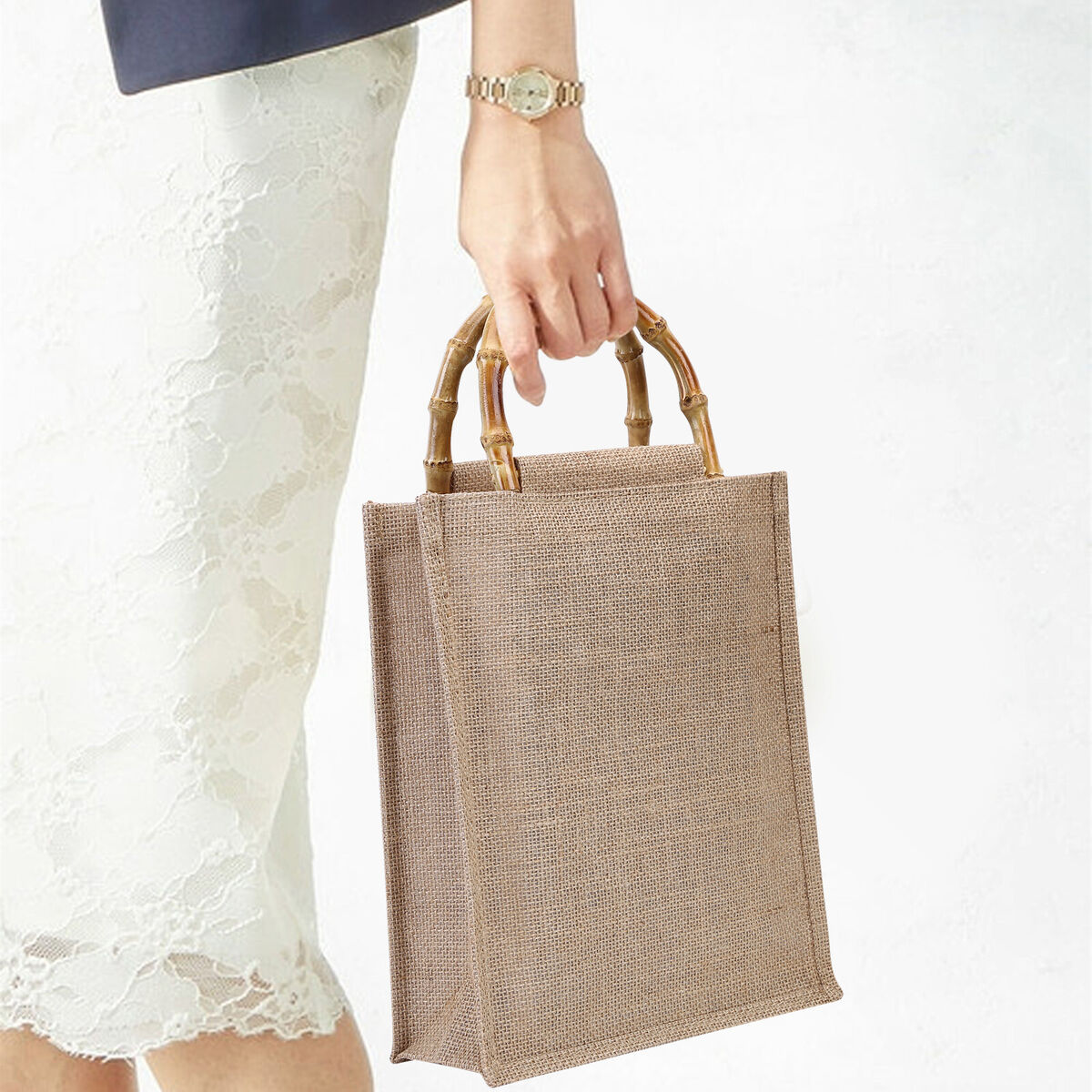 Eco Friendly Totes Linen Reusable Handbag Shopping Grocery Bag (31X25X10cm)