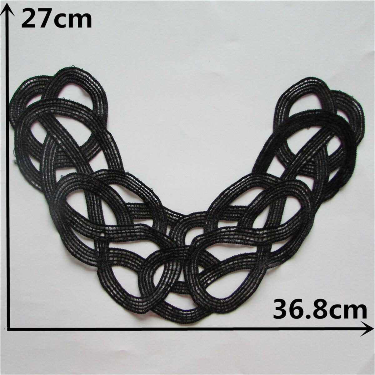 Black Embroidered Lace Collar Neckline Venise Applique DIY Sewing Patches Fabric