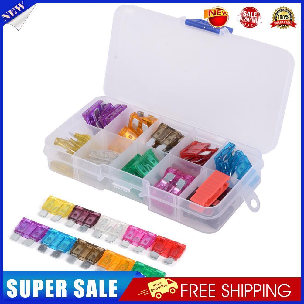 50pcs Car Standard Fuses 3A 5A 7.5A 10A 15A 20A 25A 30A 35A 40A w/ Box+Clip