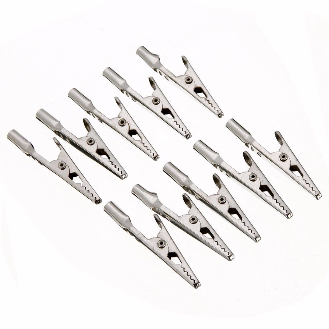 10pcs Single Prong Alligator Clips With Teeth Aligator Stainles Steel Clip Test