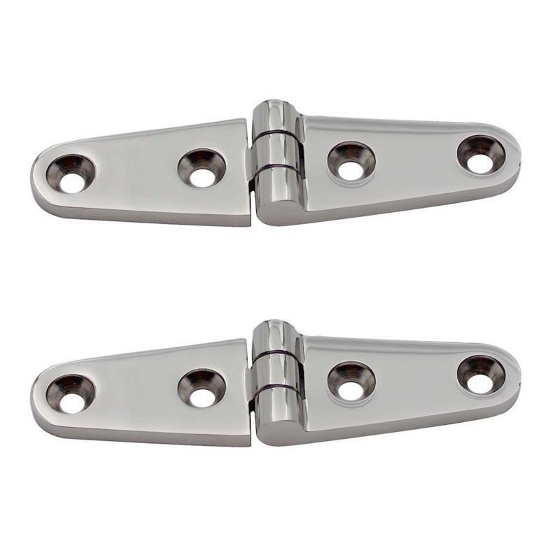 2Pcs 100x25mm Strap Door Hinge Marine Stainless Steel Deck Boat Hardware