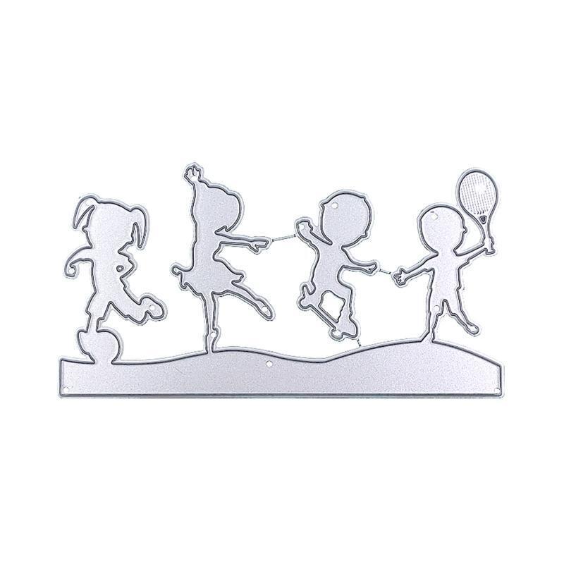 Kids Doing Sports Metal Cutting Dies Photo Album Family Together Party Diary