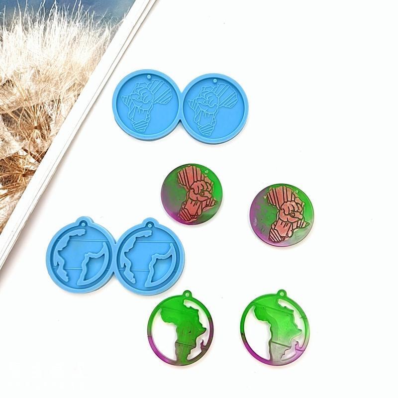 2 Pcs Diy Creative Silicone Molds Africa Map Earrings Fist Map Earrings Molds