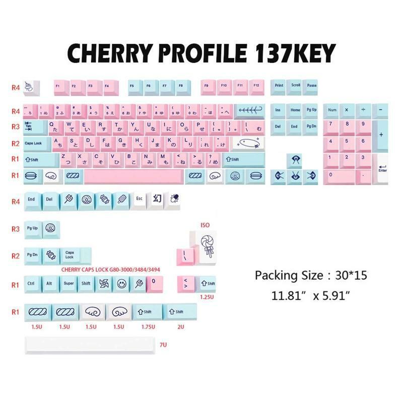 Thick PBT Keycaps 137 Japanese Sweet Girls Acid House for Mechanical Keyboard