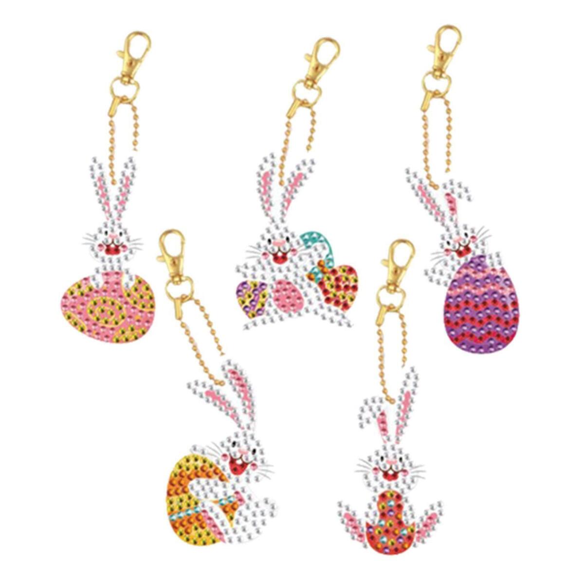 9 Count DIY Easter Egg Bunny  Keychains Set Hanging Ornament