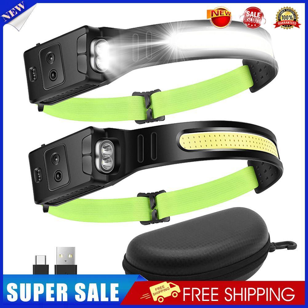 COB LED Headlamp Induction 350lm Waterproof Safety Work Headlight (2 Pack)
