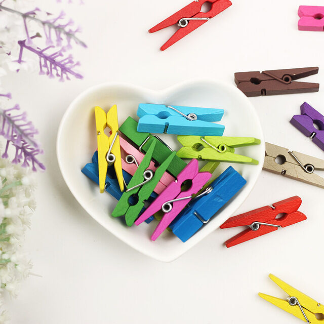 100X Mini Wood Clothespins Laundry Photo Paper Peg Clip Clothes Pins Art Craft
