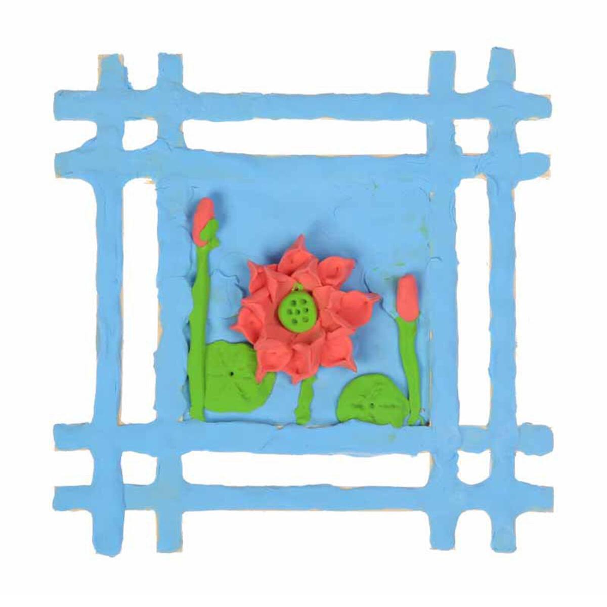 5x Wooden Frame for Clay Painting Well Shaped Hand Painted Children DIY