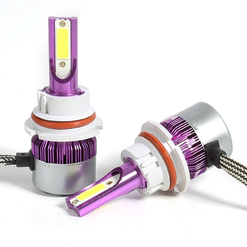 1 Pair COB LED Car Headlight Bulbs 72W Headlamp Fog Light Purple (9004)