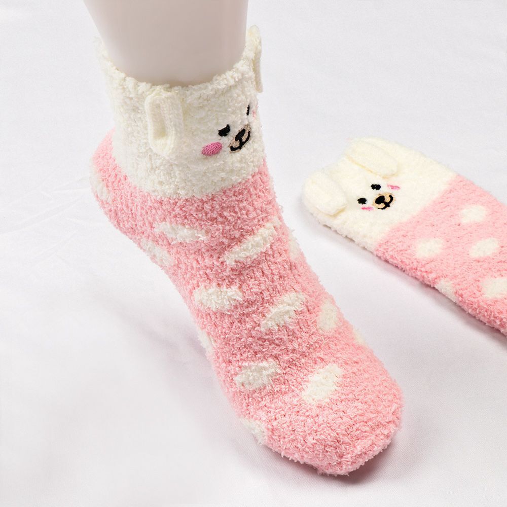 Animal Design Coral Feece Sock Christmas Socks Floor Stocking Gift Sox with Box