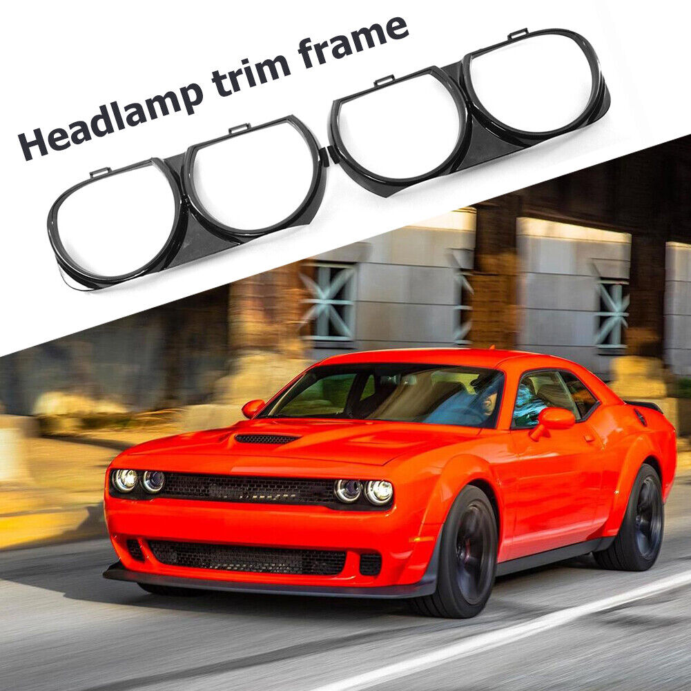 2pcs Front Headlight Lamp Bezel Trim Car Accessories for Dodge Challenger