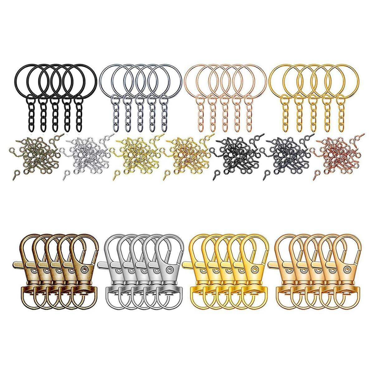 350Pcs Keychain Rings Key Ring Keys Lanyard for  Pendants Supplies
