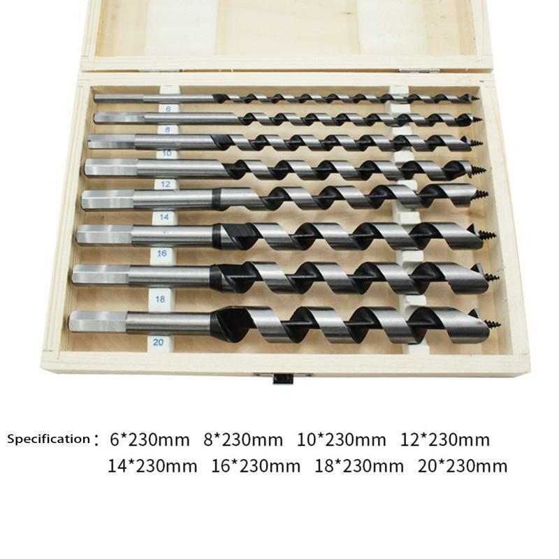 6-20mm Durable High Carbon Steel Hex Shank Long Auger Drill Bit Set 8 Pieces