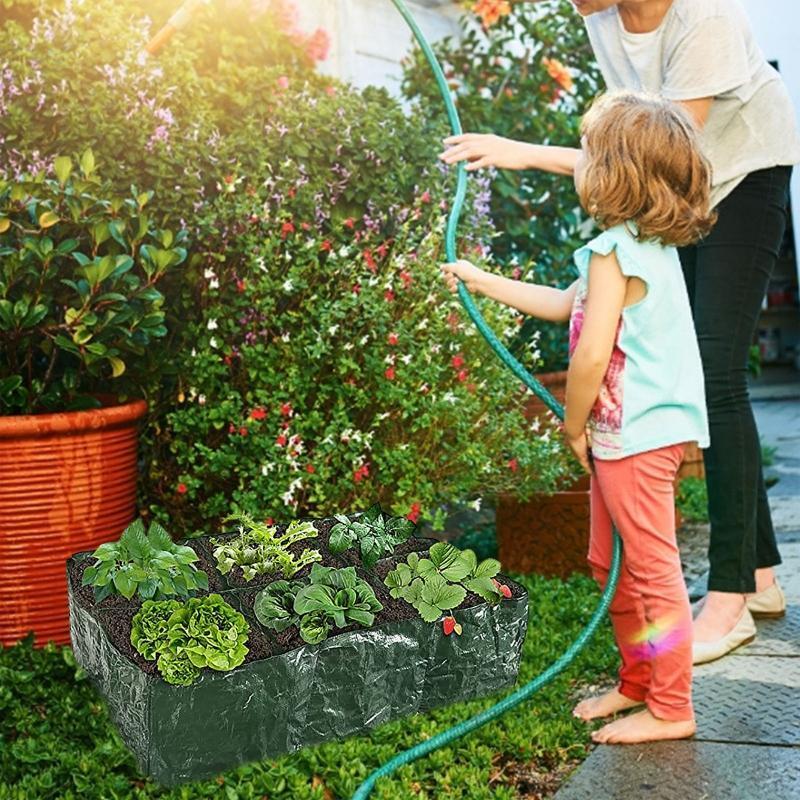 6 Divided Grids Raised Garden Planter Grow Pot for Outdoor Herb Flower Plants