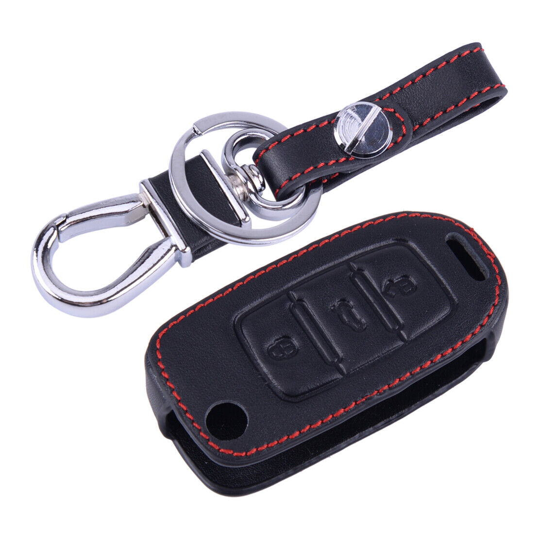 Black Leather Case Cover Holder Fit For VW Beetle Golf Jetta Remote Smart Key li
