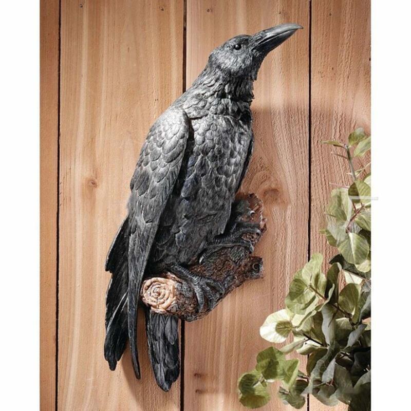 Crow Statue Wall Hanging Ornaments Bird Sculpture Waves Decorations For Party