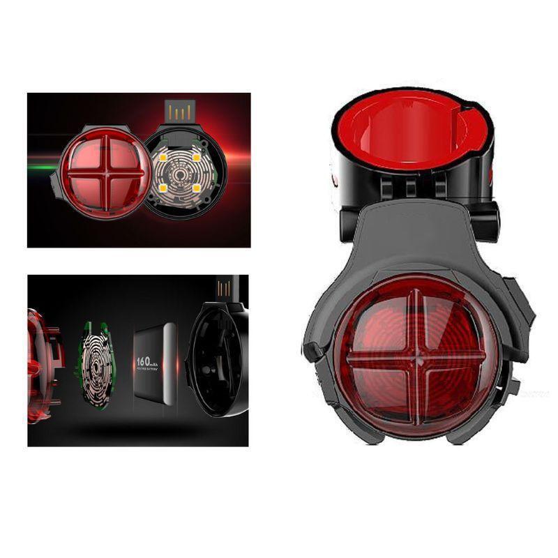 Smart Sensing Brake Light Rear Wireless USB Rechargeable Bicycle LED Flash Taill