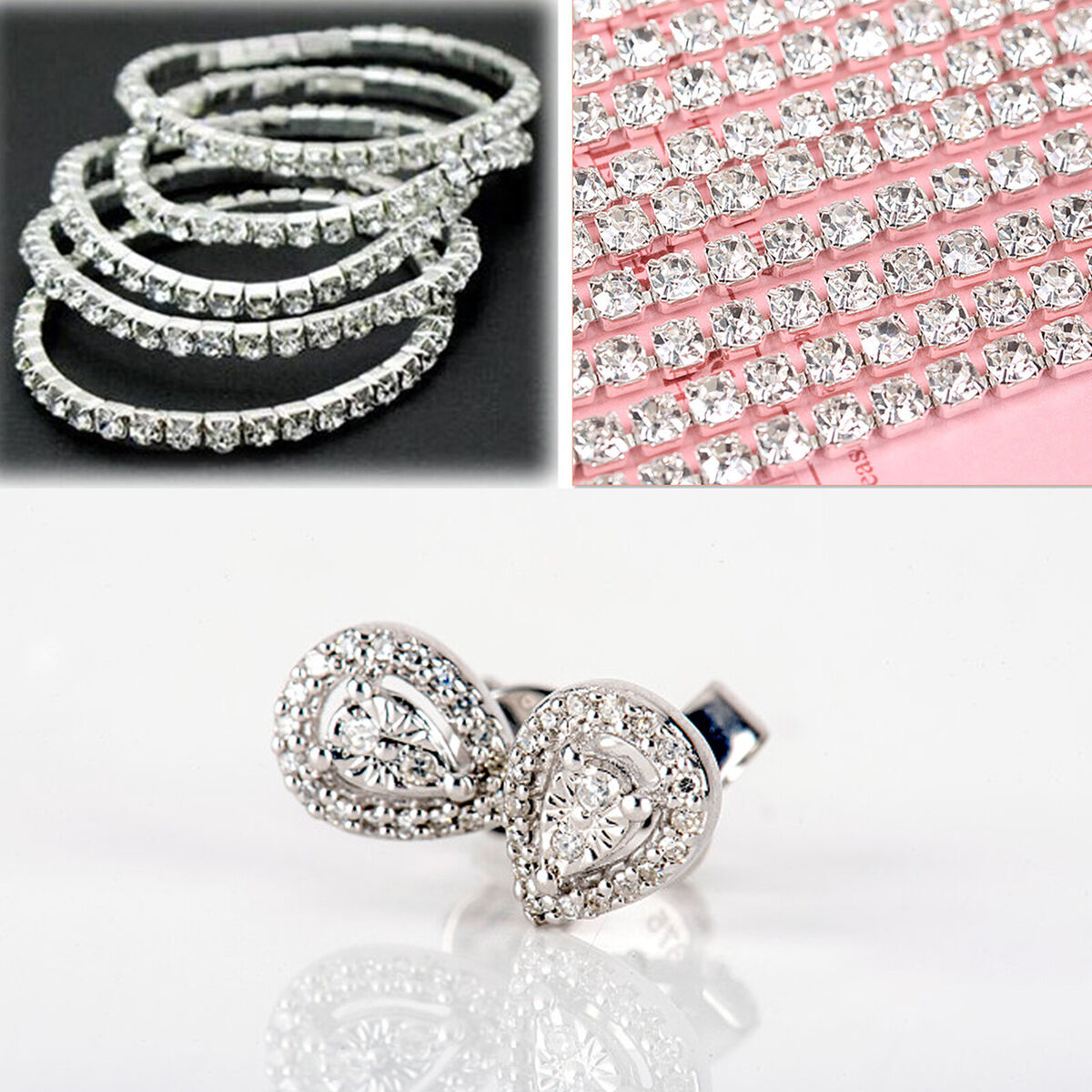 Double Row Rhinestone Close Crystal Chain 10 Yard/2 Rows Trims Cup Chain
