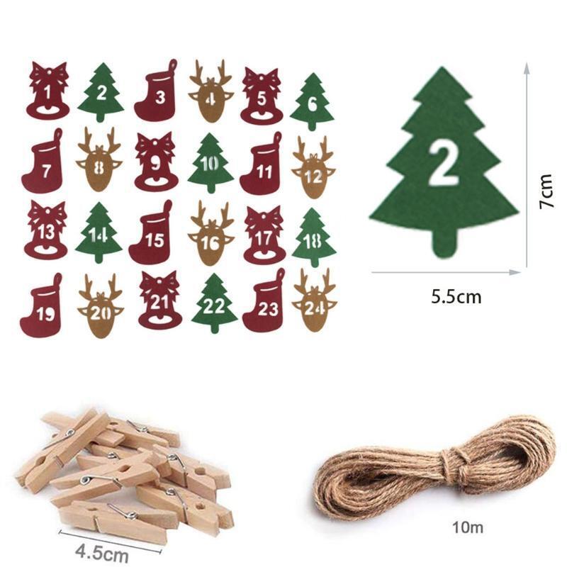 Felt Christmas Burlap Bag 24 Countdown Christmas Advent Calendar Gift Bag