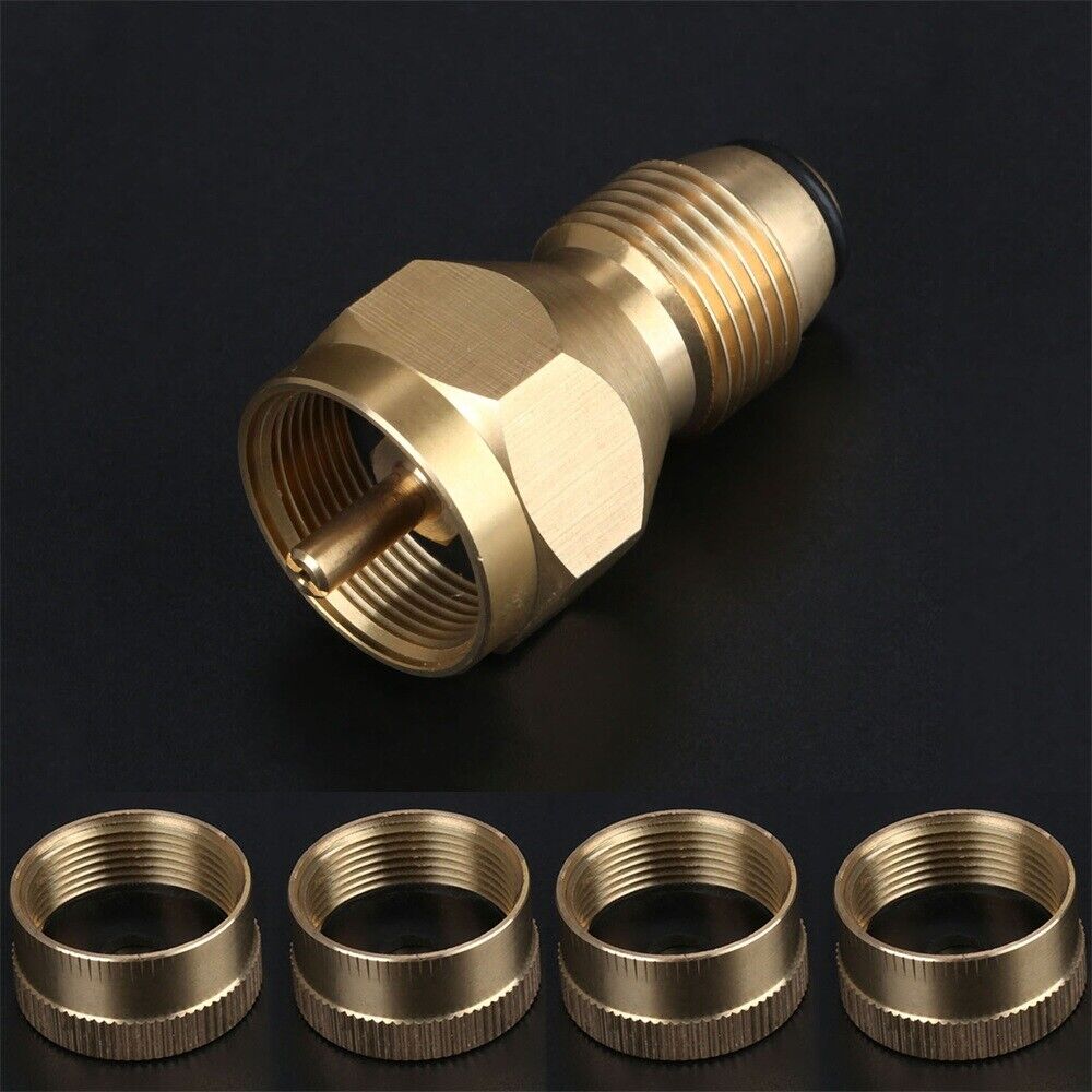 1LB Cylinder POL Tank Propane Refill Adapter Regulator Valve Connectors & 4 Caps