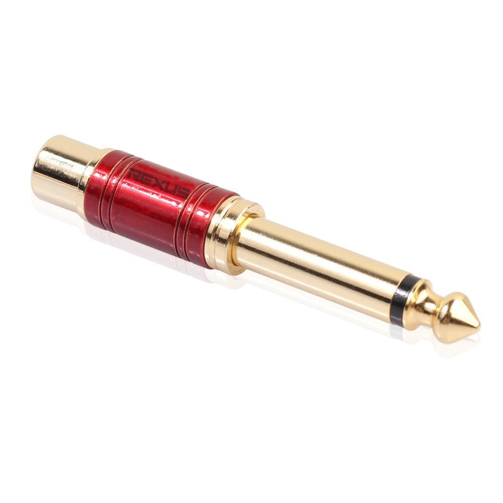 REXUS 6.35mm Male Mono Plug to RCA Female Audio Adapter Converter(Red)