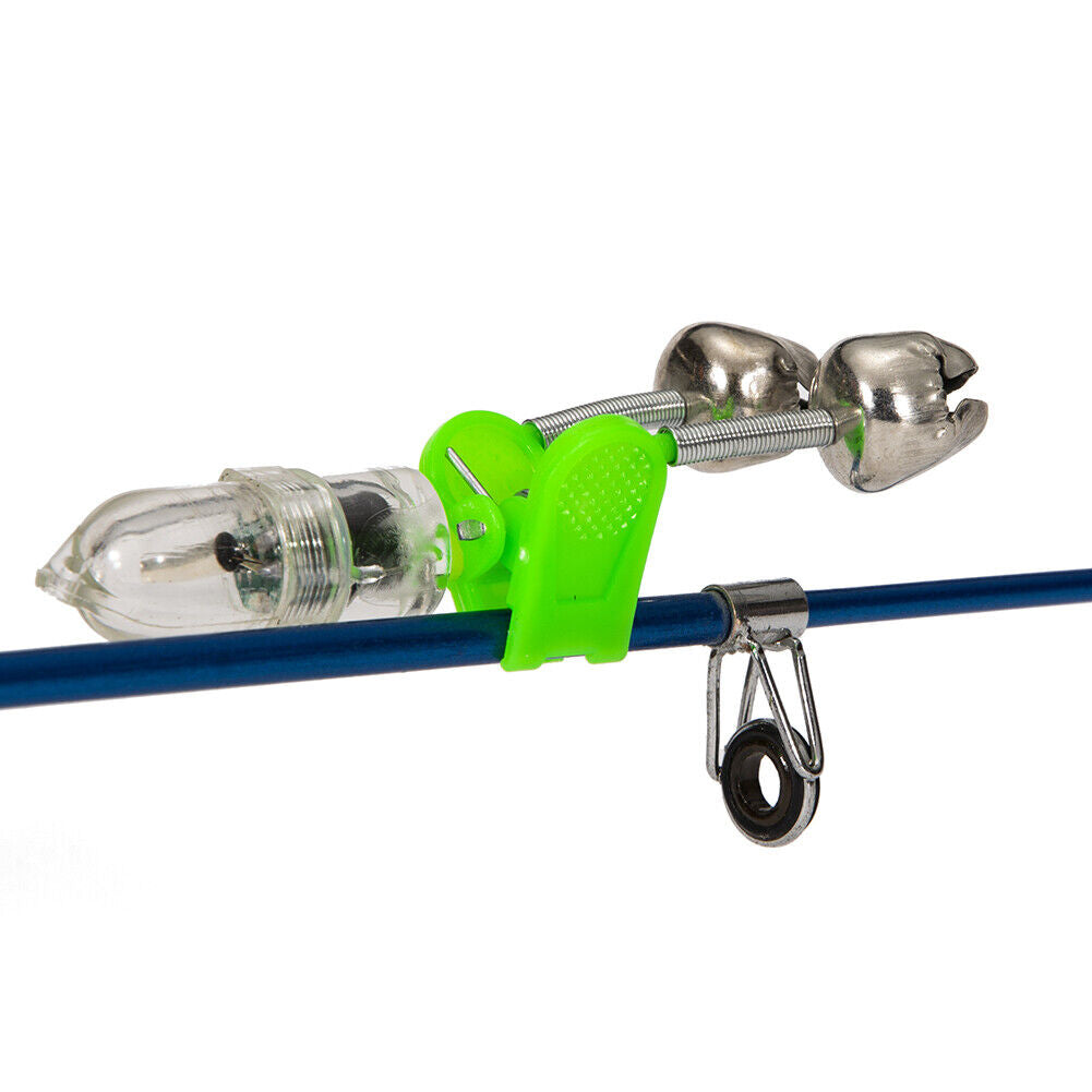 5pcs Fishing Bite Alarm Night LED Fishing Rod Clamp Tip Clip with Bell Ring