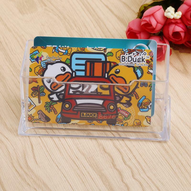 Clear Business Card Holder Acrylic Plastic Display Stand Rack Desktop Office