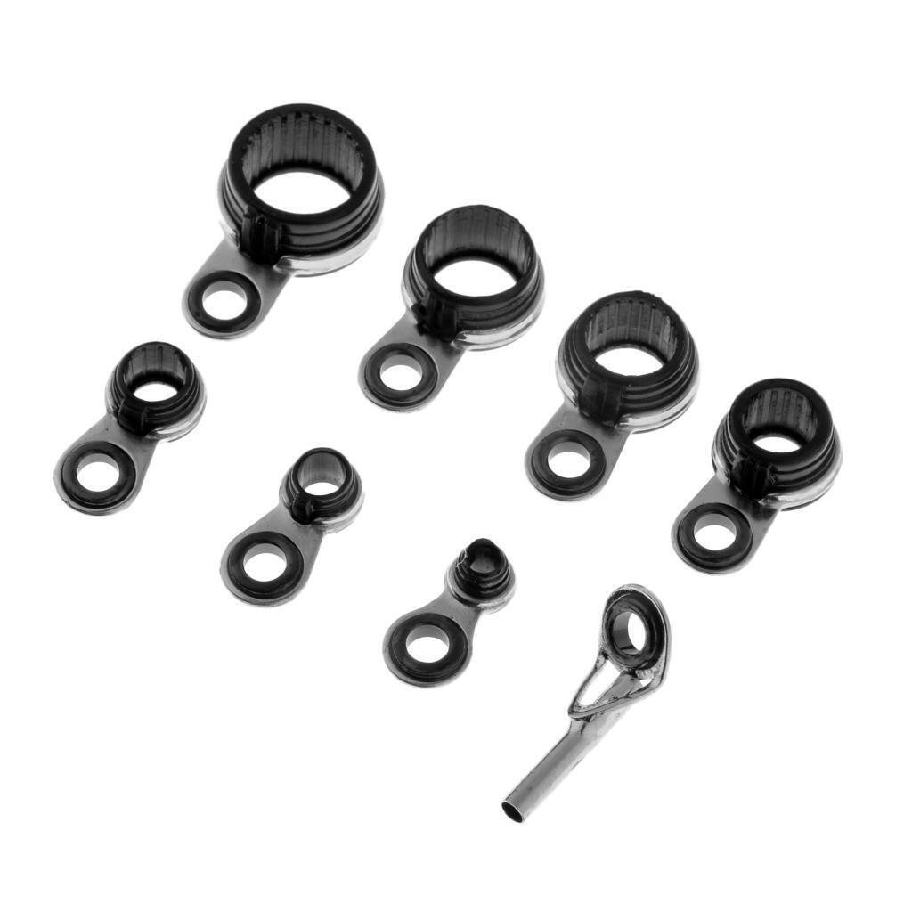 Prettyia 8pcs Fishing Rod Guides Eye Rings DIY Rod Building Ceramic Ring