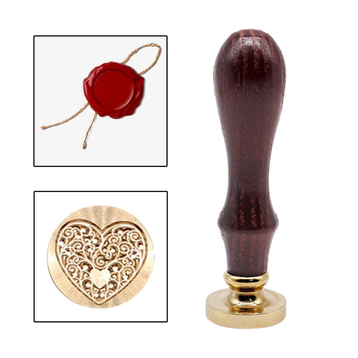 Wood Handle Sealing Stamp Wax Seal Stamp Kit Wax Beads for Wedding DIY Craft