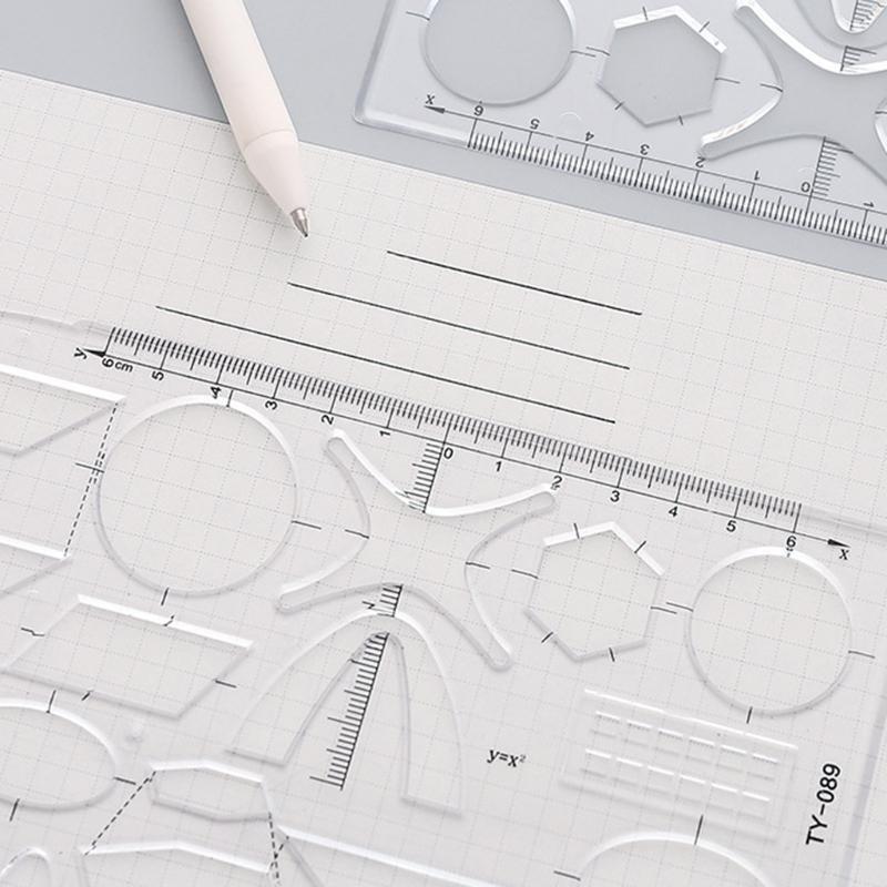 1 Pc Multifunctional Geometric Ruler 7.56x4.53in with Protractor for Geometry