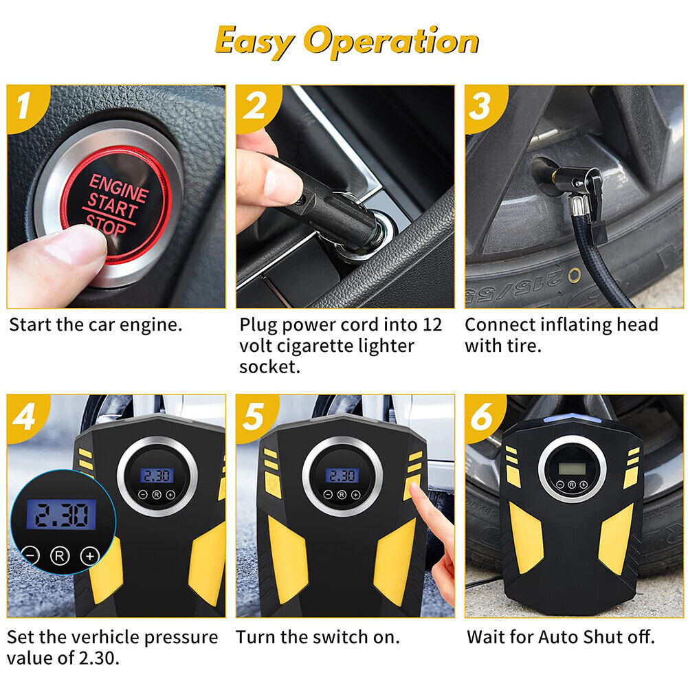 12V Digital Inflatable Pump with Air Nozzle Balls Bicycle Car Tyre Air Pump