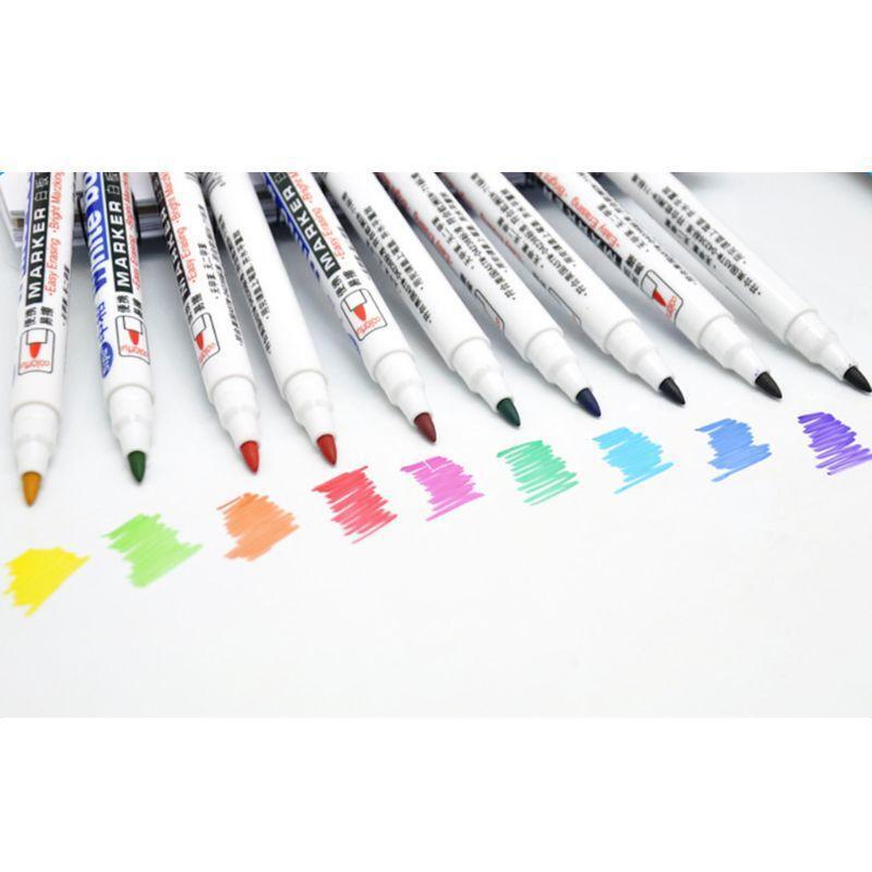10 Colors Erasable Whiteboard Marker Pen Non Toxic Sign Fine Nib Office School
