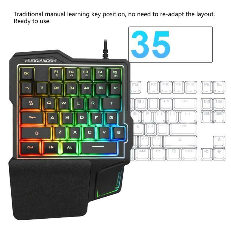G101 Game Keyboard One-handed Wired 35-Key RGB Luminous Gaming Mechanical Keypad