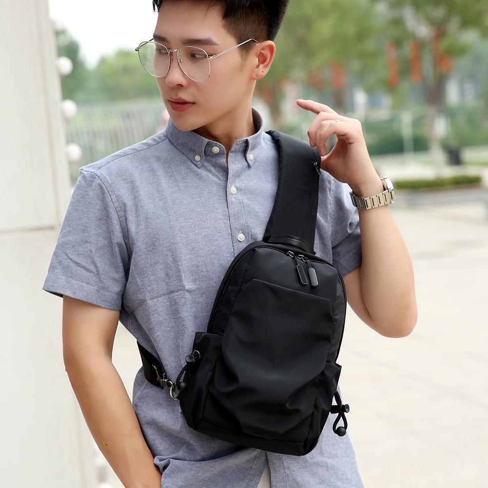 Solid Color Bag Men Shoulder Waterproof Chest Pack Oxford Cloth Casual Bags
