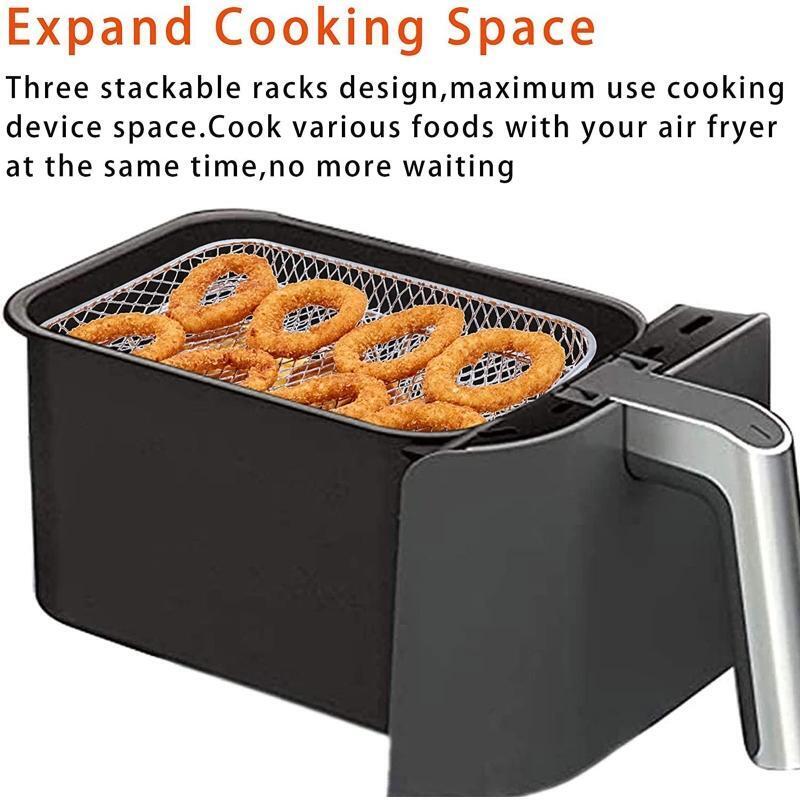 Stainless Steel Air Fryer Rack Versatile Grilling Holder 3 Layer Stand Outdoor
