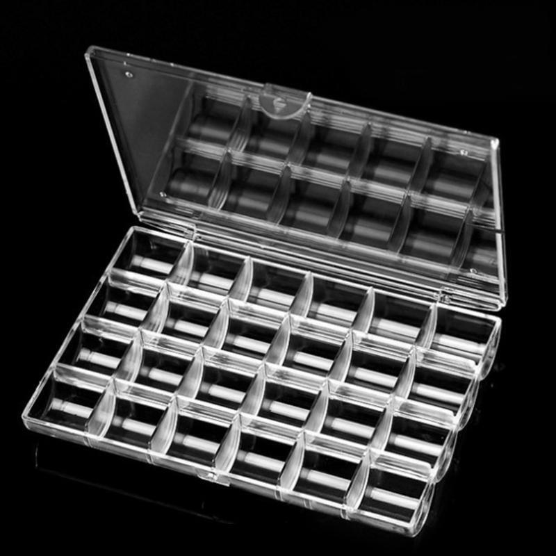 Plastic Storage Box 24 Grid Empty Clear Nail Art Glitter Rhinestone Crystal