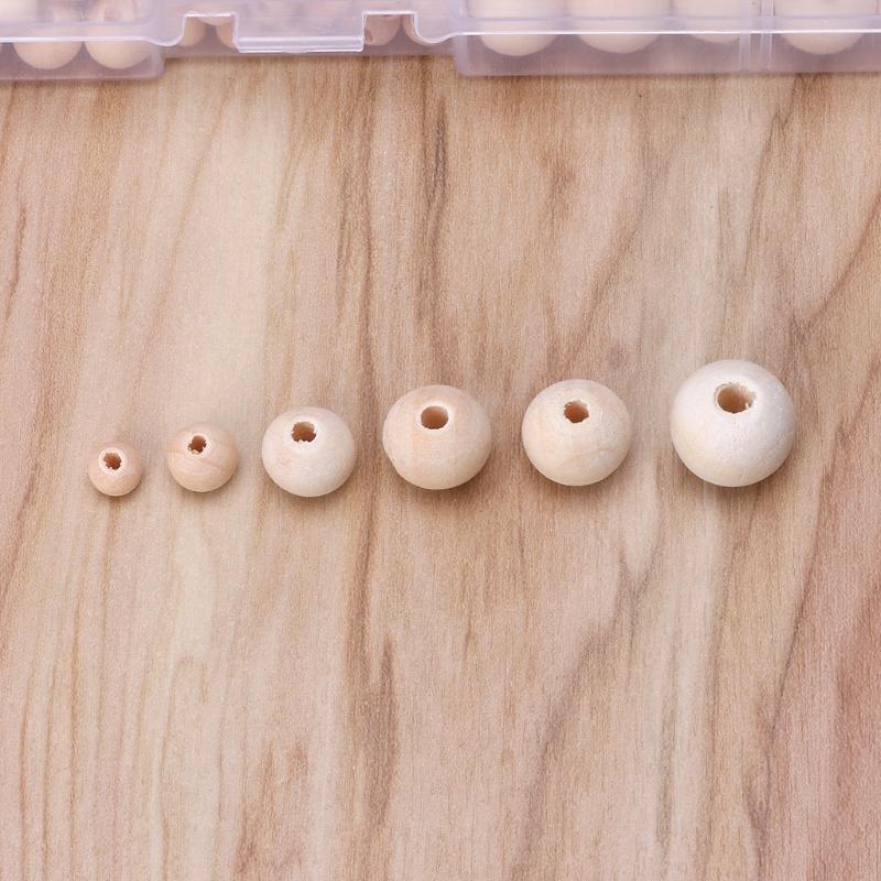220 Raw Wood Beads for Craft Decoration Round Beads Garland Home Christmas Decor