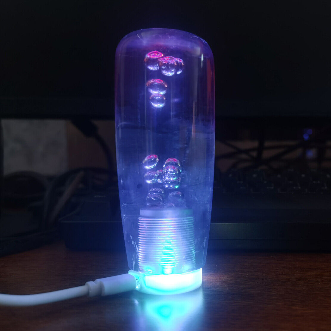 1x LED Light RGB Crystal Manual Gear Shift Shifter Knob Stick Lever Bubble 10cm