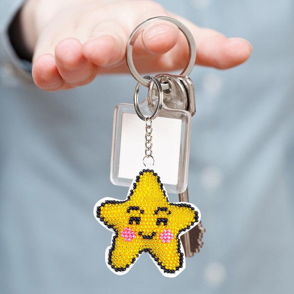 DIY Bead Embroidery Key Chain Cross Stitch Star Car Bag Pendant Handicraft
