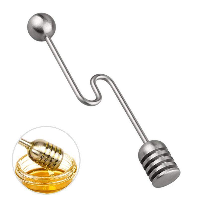 6 Inch Stainless Steel Honey Dipper Stick Server Curved Wand Coffee Tea Stir Bar