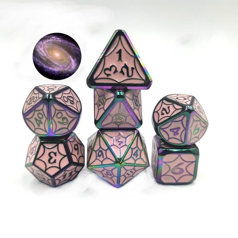 7Pcs Zinc Alloy Multi-faceted Dice Set Digital Number Cubes Various Shapes Dices