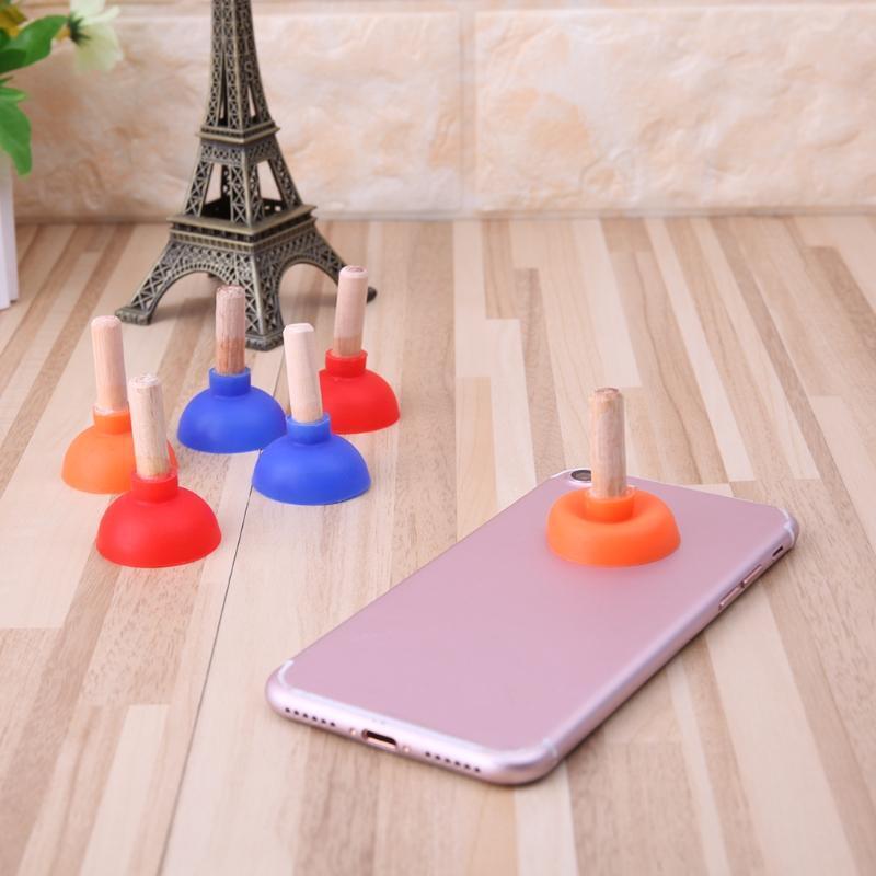 Mini Colorful Toilet Shape Plunger Holder Sucker Stand For Mobile Phone PSP