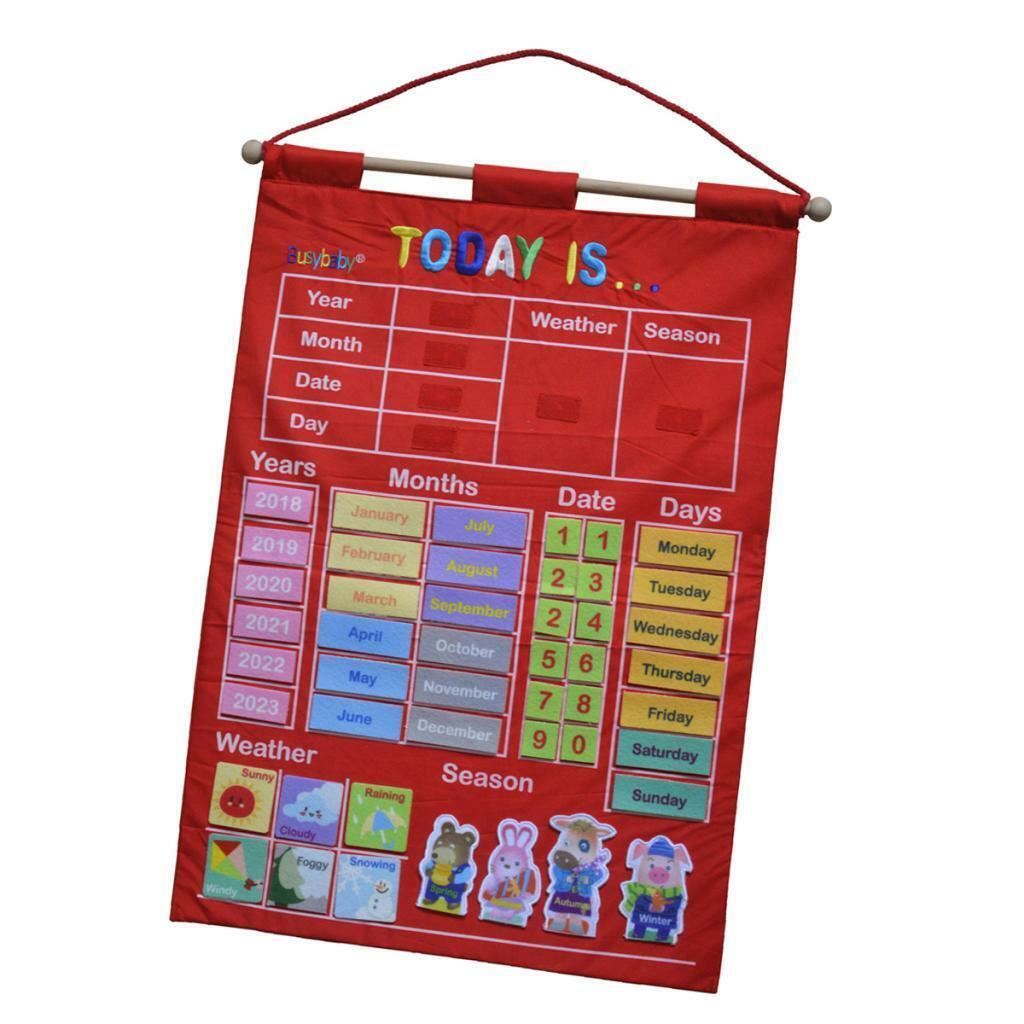 RED My Calendar Wall Hanging Great for Kids Learning Letter Days Daily Activity